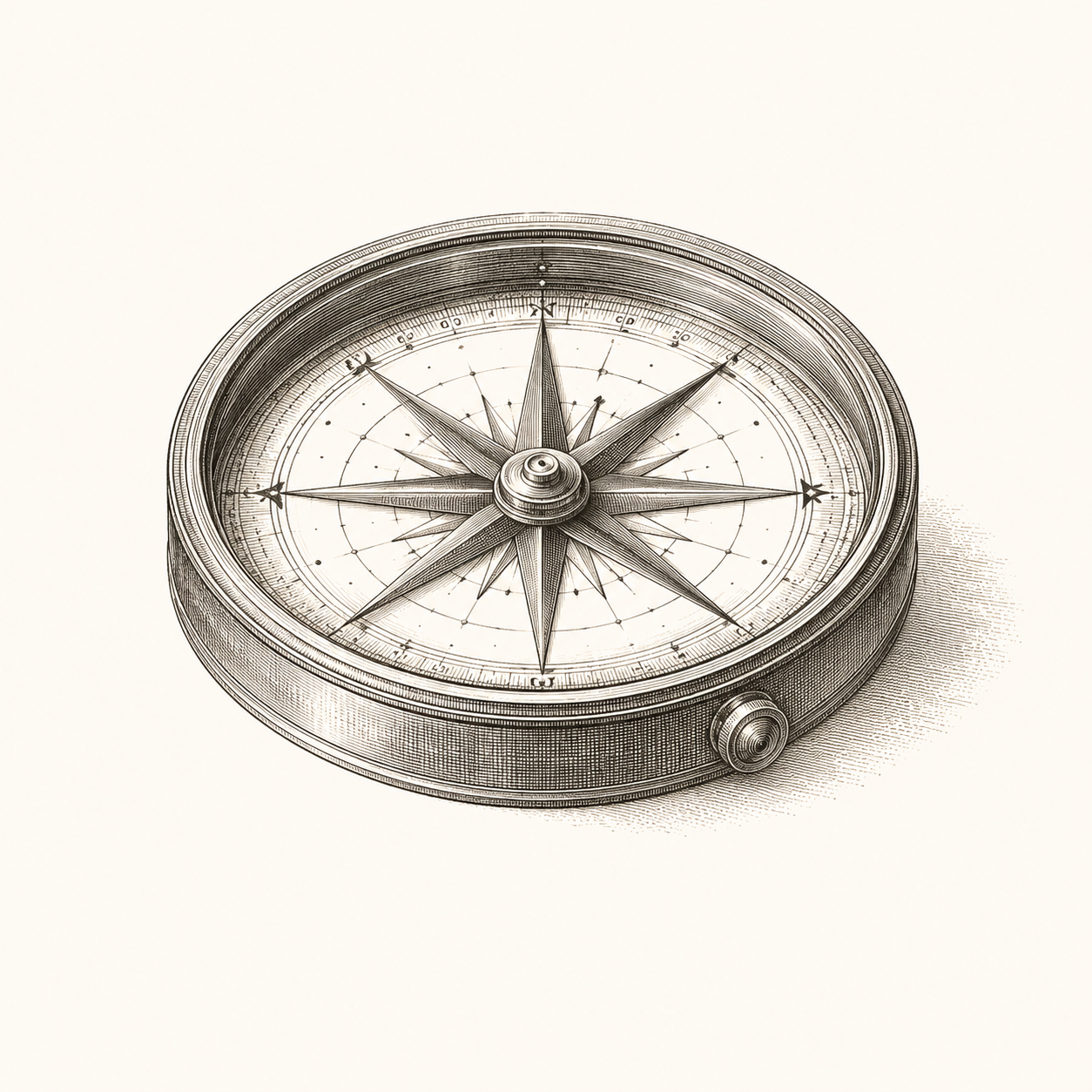Compass representing ideological mapping and strategic orientation.