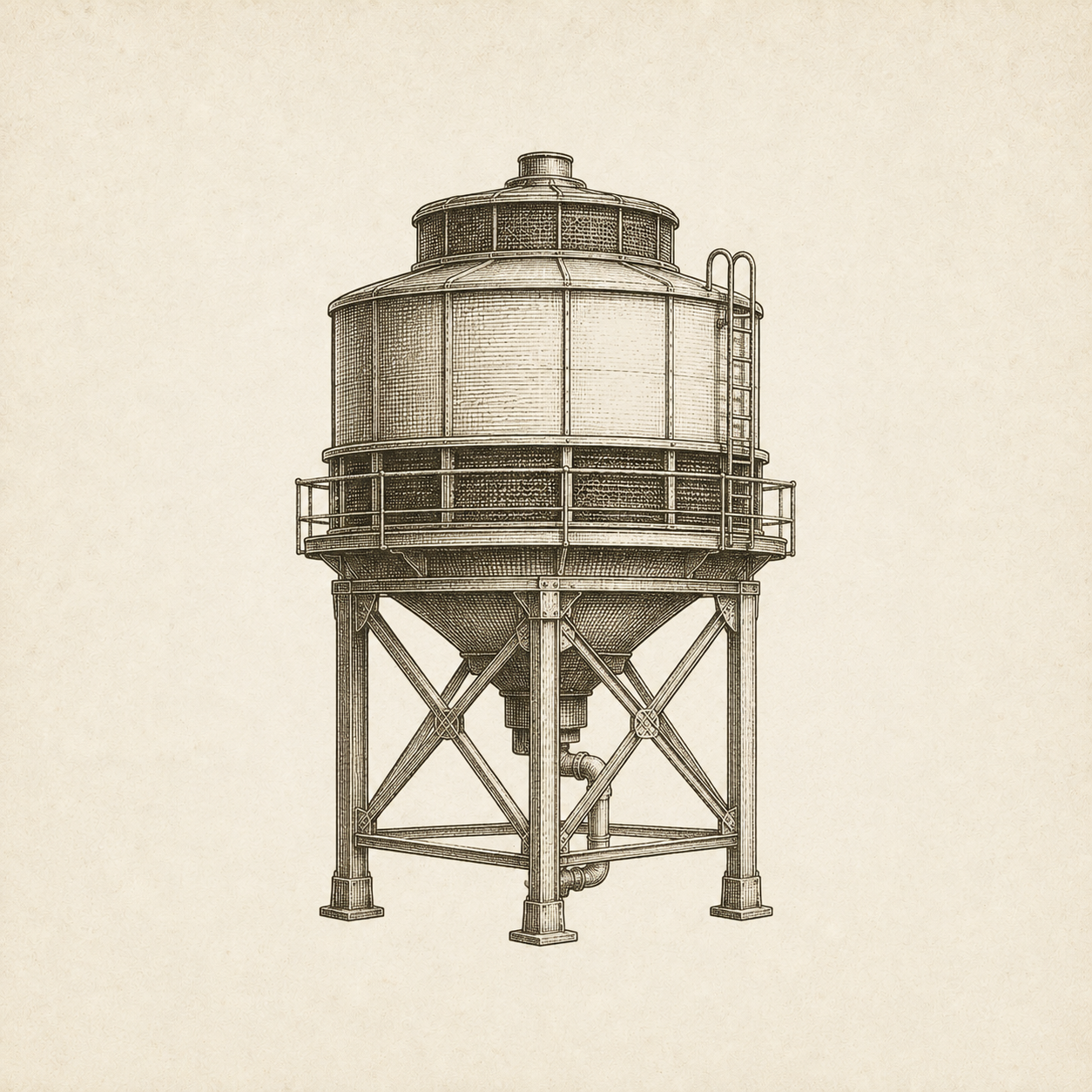 Water cooling tower representing data centers and water demand.